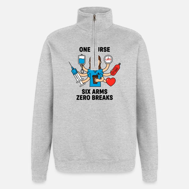 Infirmière débordée et chaos multitâche - Sweat à zip 1/4 - gris chiné