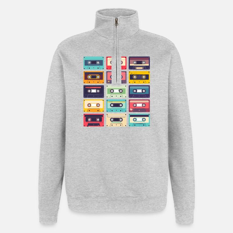 Cassettes Pop Art Pattern - Quarter-Zip Sweatshirt - heather grey