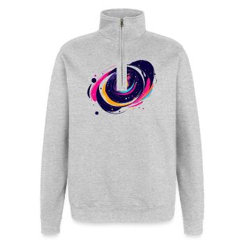 Farbwirbel Galaxie Weltall Muster - Quarter-Zip-Sweatshirt - Grau meliert - Vorne - AI Model Female 172 light (172cm) & AI Model Male 178 dark (178cm)
