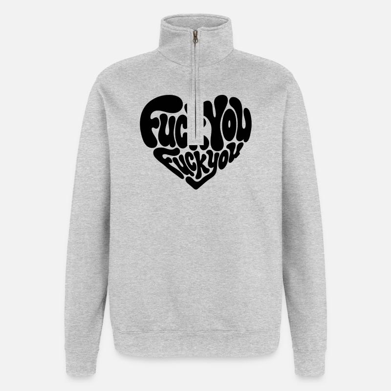 Fick dich, Herz – Sarkastisch - Quarter-Zip-Sweatshirt - Grau meliert