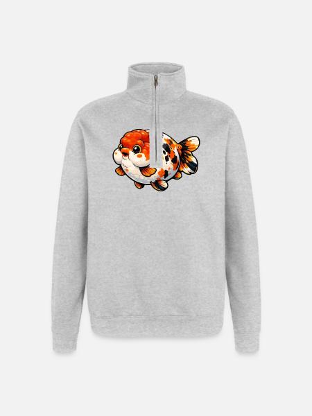 High Quality Calico Ranchu Goldfish - Quarter-Zip Sweatshirt - heather grey