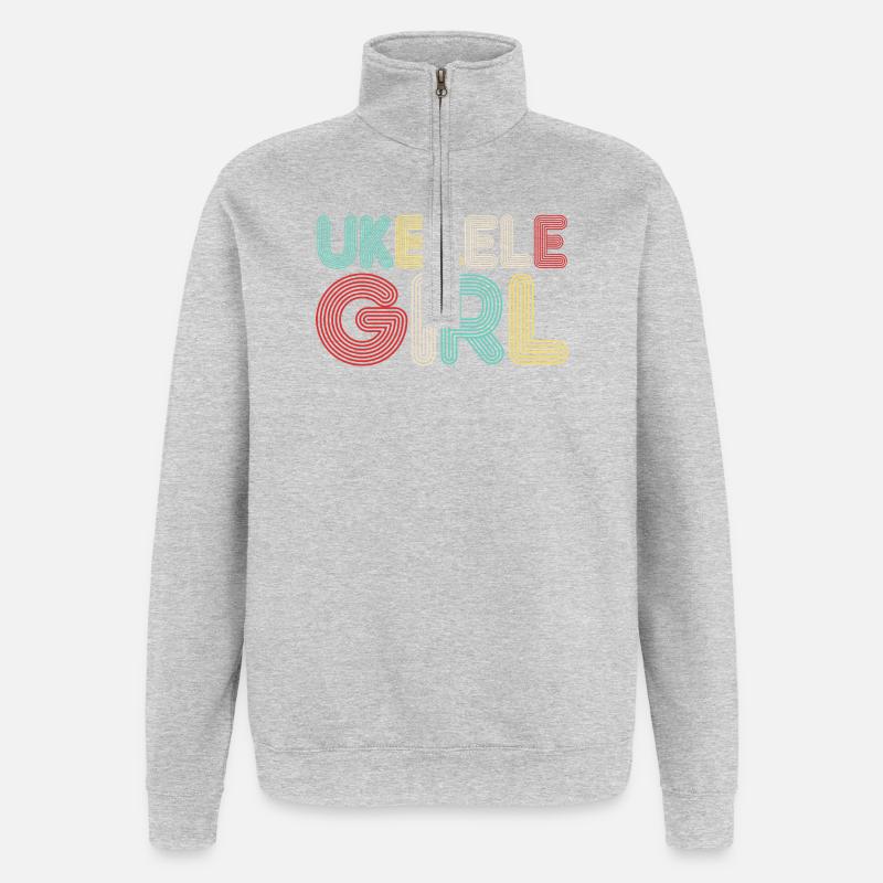 Hawaiian Ukulele Uke Retro 70s - Quarter-Zip-Sweatshirt - Grau meliert