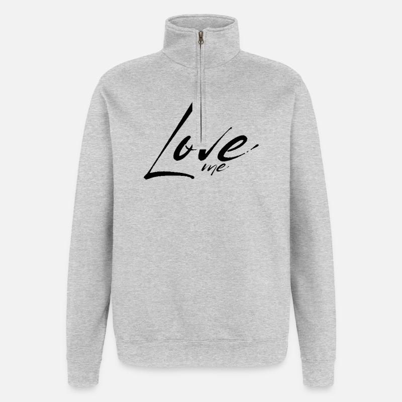 Aimez-moi - Sweat à zip 1/4 - gris chiné