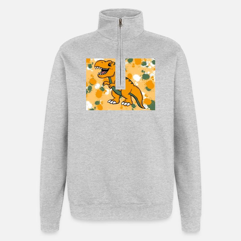 T-Rex Dino - Sweat à zip 1/4 - gris chiné