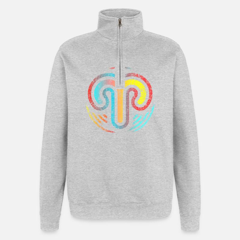 Design Widder-Sternzeichen der Astrologie - Quarter-Zip-Sweatshirt - Grau meliert