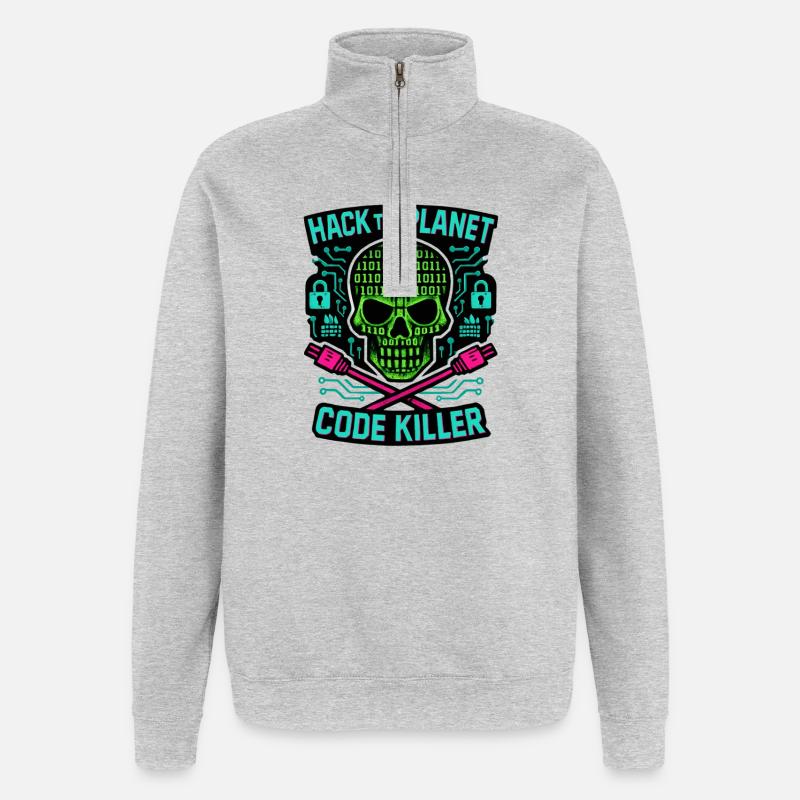 Cybersecurity: Hack the Planet - Quarter-Zip Sweatshirt - heather grey