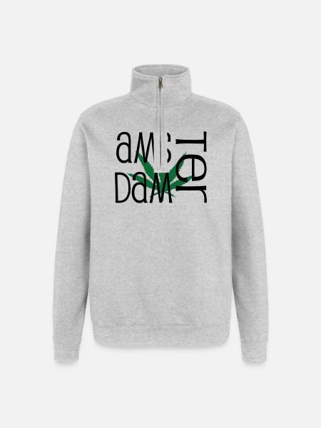 Amsterdam - Cannabis - Weed - Quarter-Zip Sweatshirt - heather grey