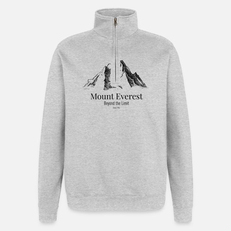 Mount Everest jenseits der Grenze - Quarter-Zip-Sweatshirt - Grau meliert