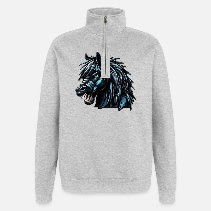 Cheval - Sweat à zip 1/4 - gris chiné