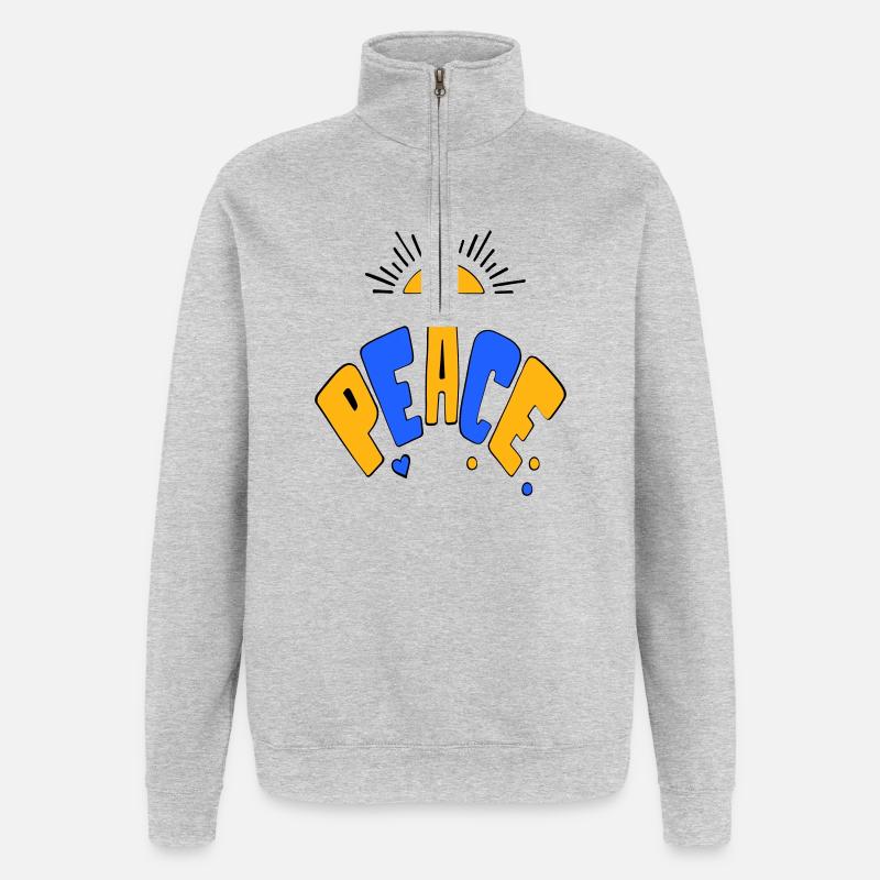 Paix - Sweat à zip 1/4 - gris chiné