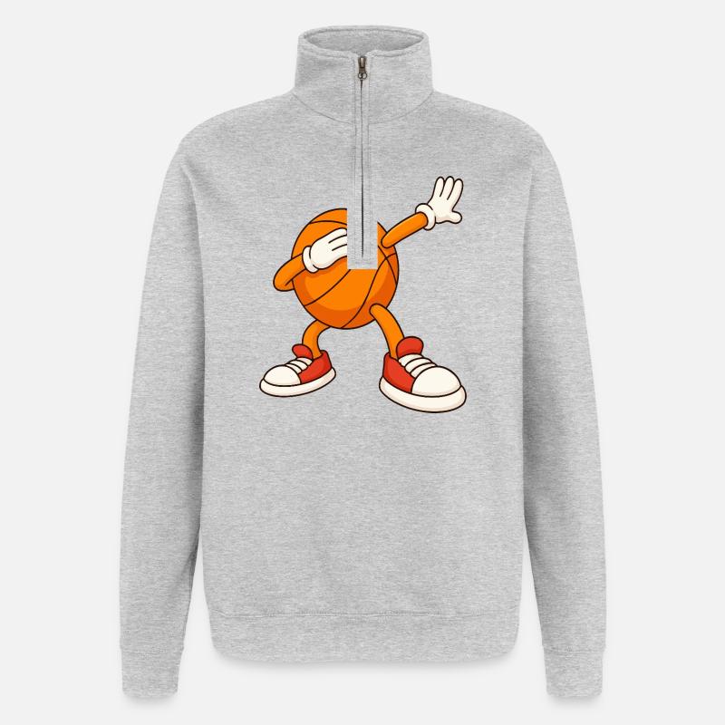 Mascotte de basket-ball couvrant le visage - Sweat à zip 1/4 - gris chiné