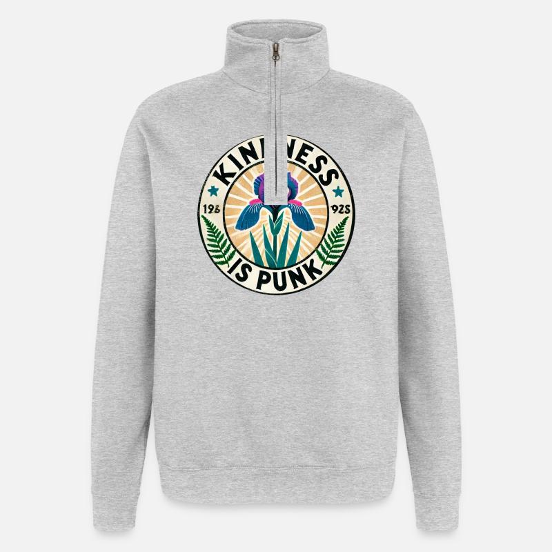 Kindness Is Punk Iris Patch - Quarter-Zip Sweatshirt - heather grey