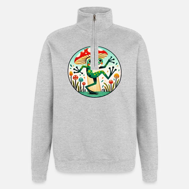 Pilzfrosch-Launenkreis - Quarter-Zip-Sweatshirt - Grau meliert