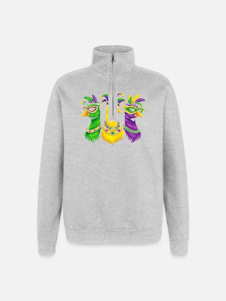 Carnival trio of masked birds - Quarter-Zip Sweatshirt - heather grey