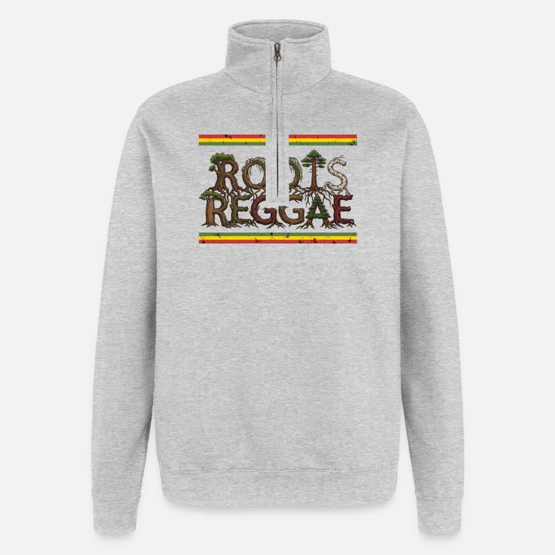 Racines Reggae Forest - Sweat à zip 1/4 - gris chiné