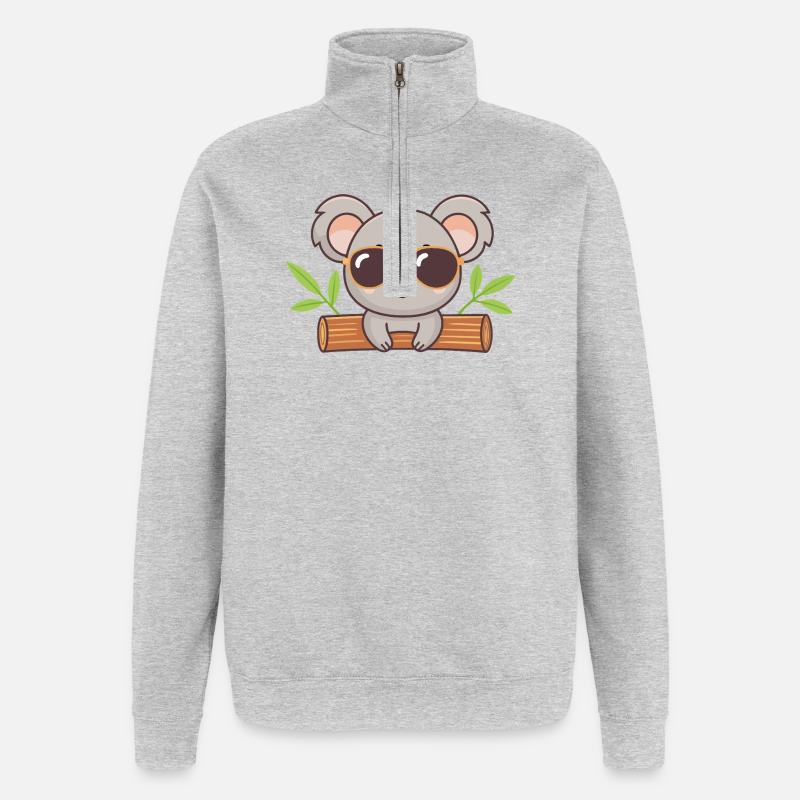 Chic koala on trunk with glasses - Quarter-Zip Sweatshirt - heather grey