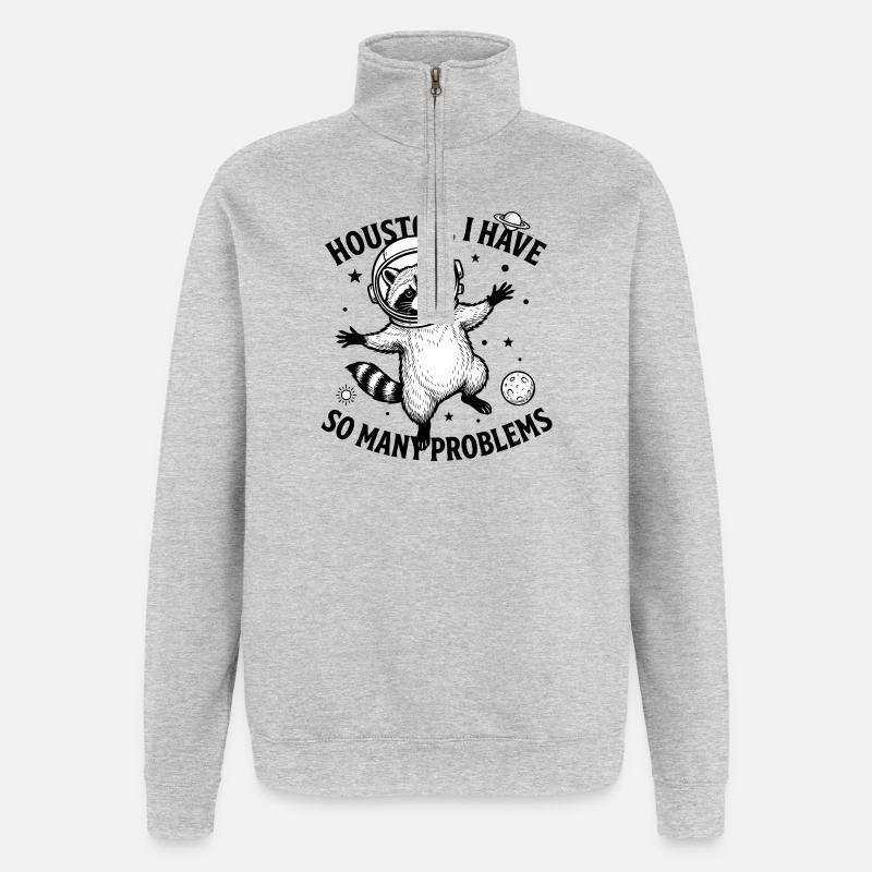 Ours à problèmes - Sweat à zip 1/4 - gris chiné