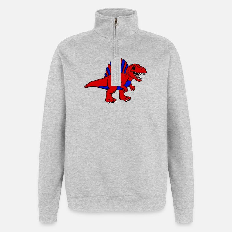 Dino - Sweat à zip 1/4 - gris chiné