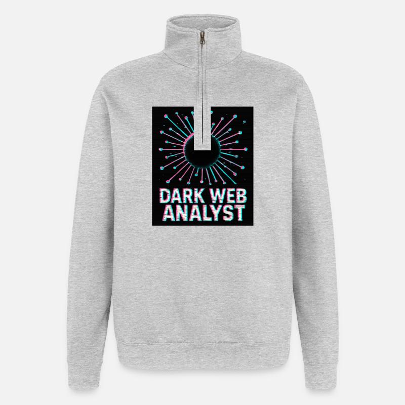 Dark Web Analyst - Cybersécurité - Sweat à zip 1/4 - gris chiné