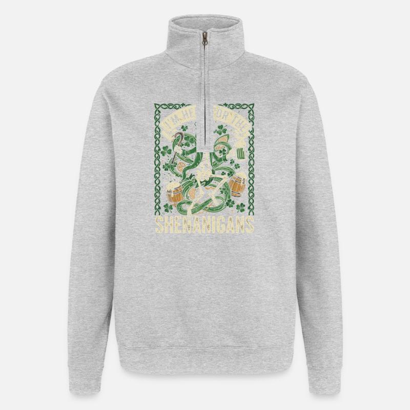Skelett Leprechaun Shenanigans - Quarter-Zip-Sweatshirt - Grau meliert
