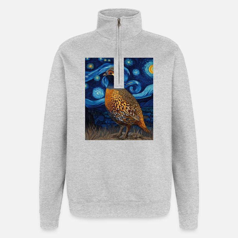 Caille Van Gogh - Sweat à zip 1/4 - gris chiné