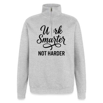 Travailler plus intelligemment, pas plus dur - Efficacité d’abord - Sweat à zip 1/4 - gris chiné - Devant - AI Model Female 172 light (172cm) & AI Model Male 178 dark (178cm)