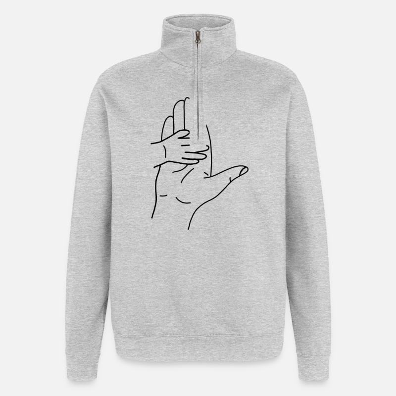 Silhouette de la main dans l’étreinte - Sweat à zip 1/4 - gris chiné