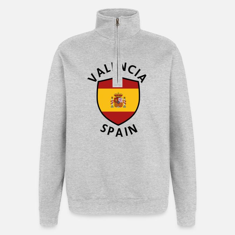 Valencia Spain Shield Pattern - Quarter-Zip Sweatshirt - heather grey