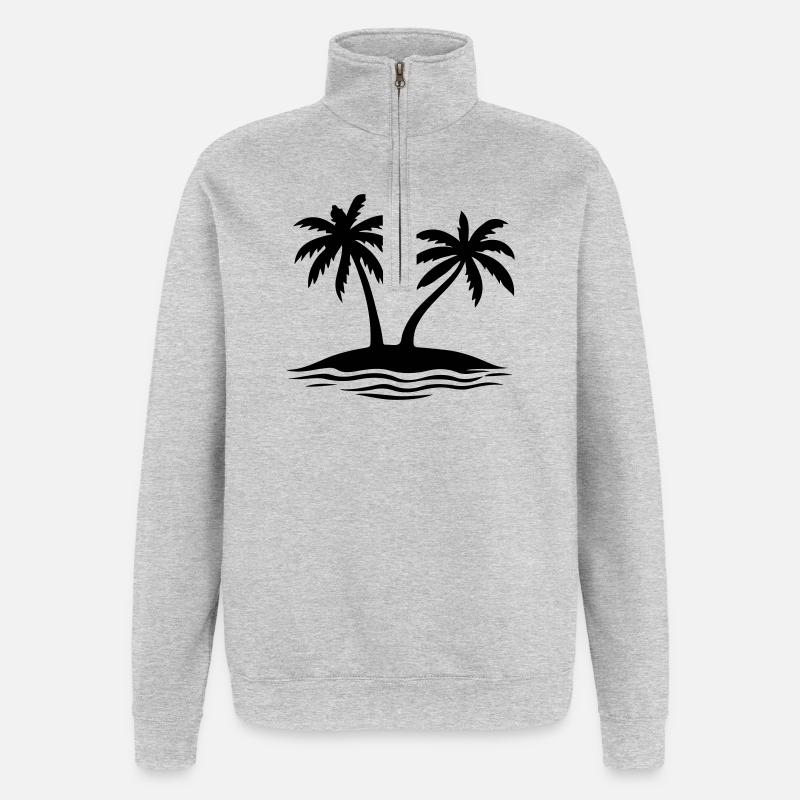 Île de la plage Palm Trees - Sweat à zip 1/4 - gris chiné