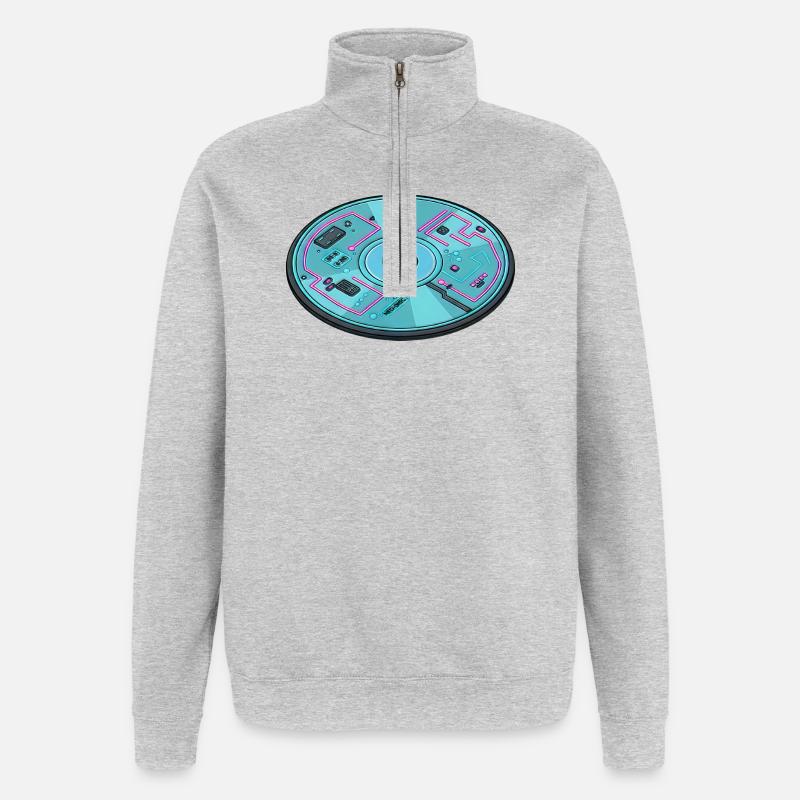 Digital Future Computer 90s Retro Design - Quarter-Zip Sweatshirt - heather grey