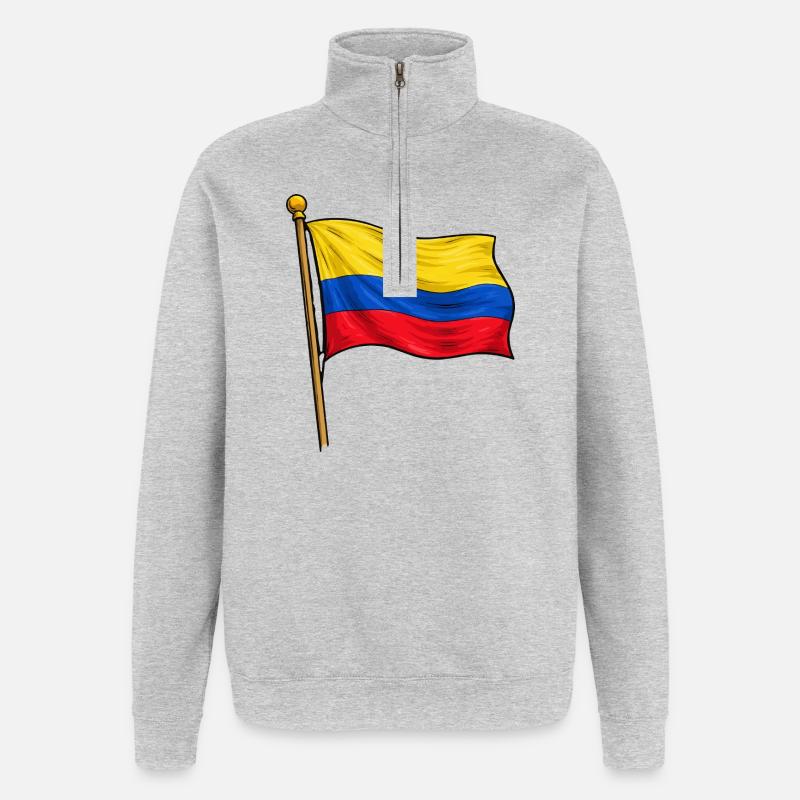 Drapeau de la Colombie - Sweat à zip 1/4 - gris chiné