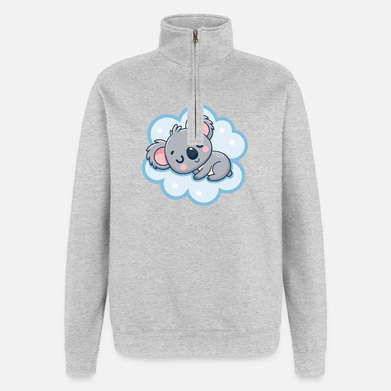 Koala-Traum auf Cloud - Quarter-Zip-Sweatshirt - Grau meliert