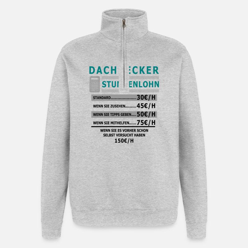 Salaire horaire de couvreur - Sweat à zip 1/4 - gris chiné