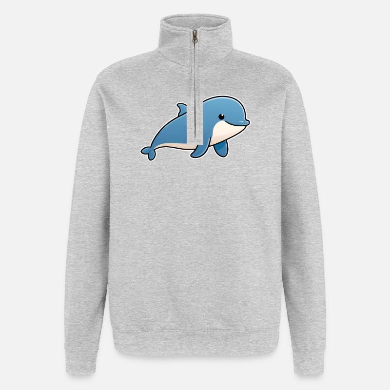 Blauer Delfin – freundlicher Meeresfreund - Quarter-Zip-Sweatshirt - Grau meliert