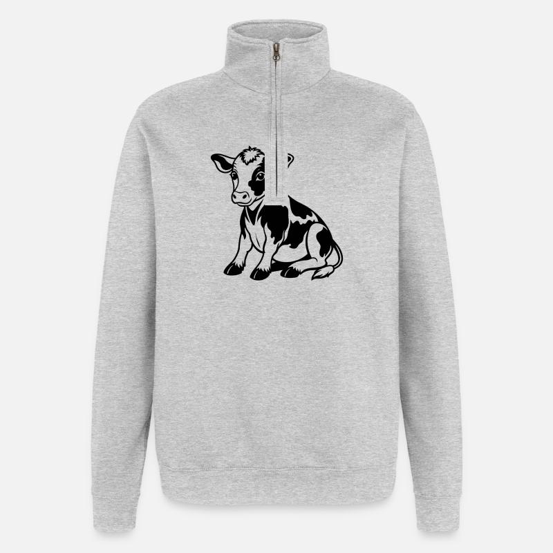 Bébé vache - Sweat à zip 1/4 - gris chiné