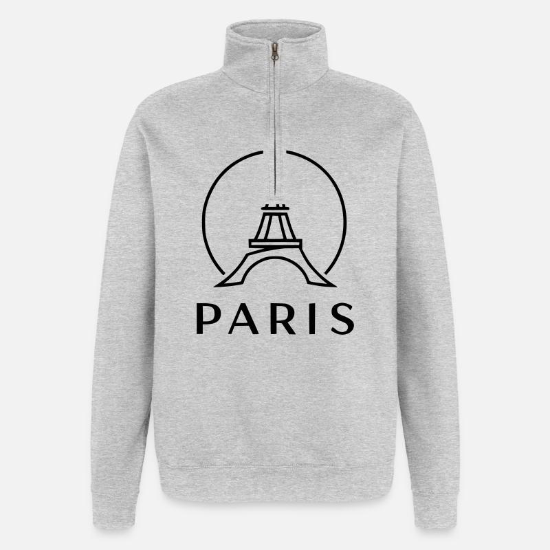 Paris - Sweat à zip 1/4 - gris chiné