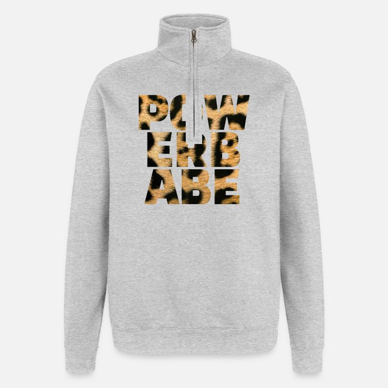 Déclaration du léopard Power Babe - Sweat à zip 1/4 - gris chiné