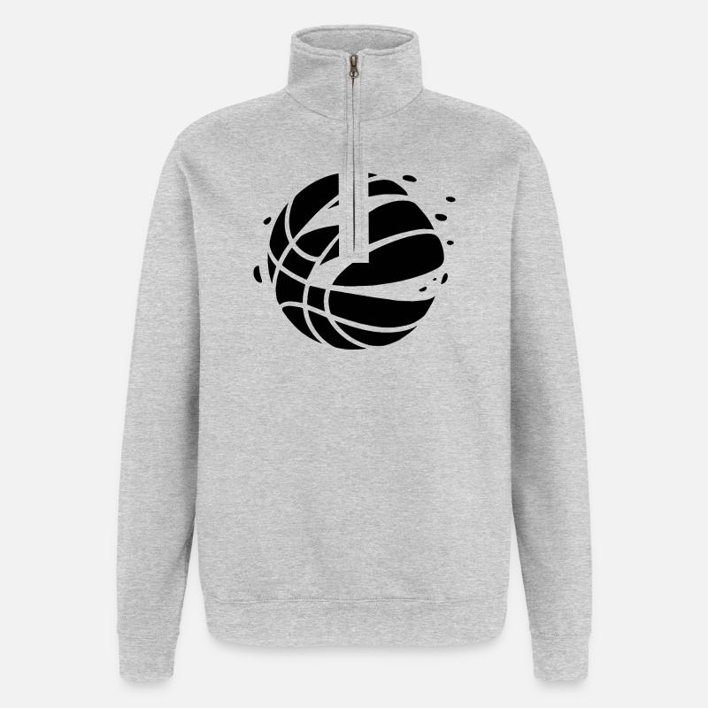 Conception minimale des ballons de basket - Sweat à zip 1/4 - gris chiné