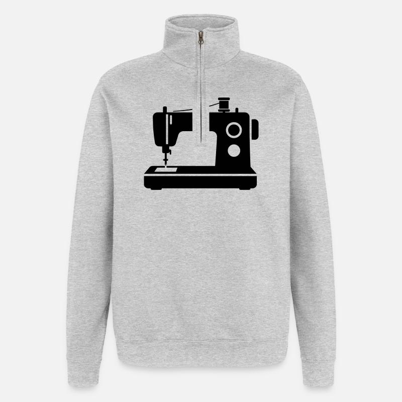 machine à coudre - Sweat à zip 1/4 - gris chiné