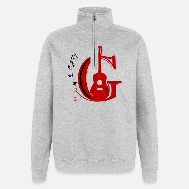 Initial c with guitar - Quarter-Zip Sweatshirt - heather grey