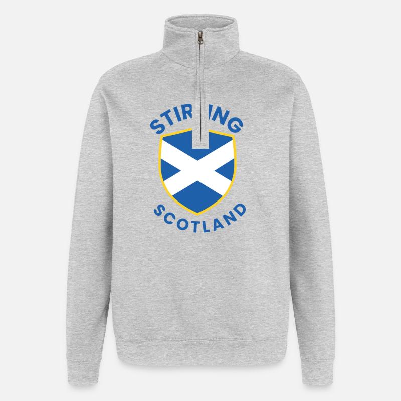 Stirling Scottish Shield Design - Quarter-Zip Sweatshirt - heather grey