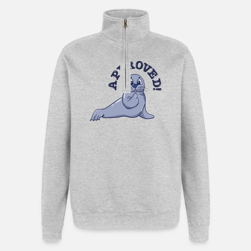 Approbation du dessin animé Pouce levé - Sweat à zip 1/4 - gris chiné