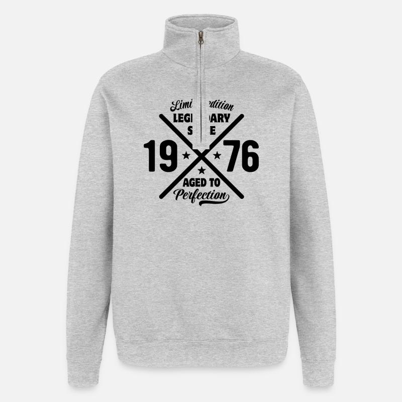 Édition limitée 1976 | Cadeau d’anniversaire - Sweat à zip 1/4 - gris chiné