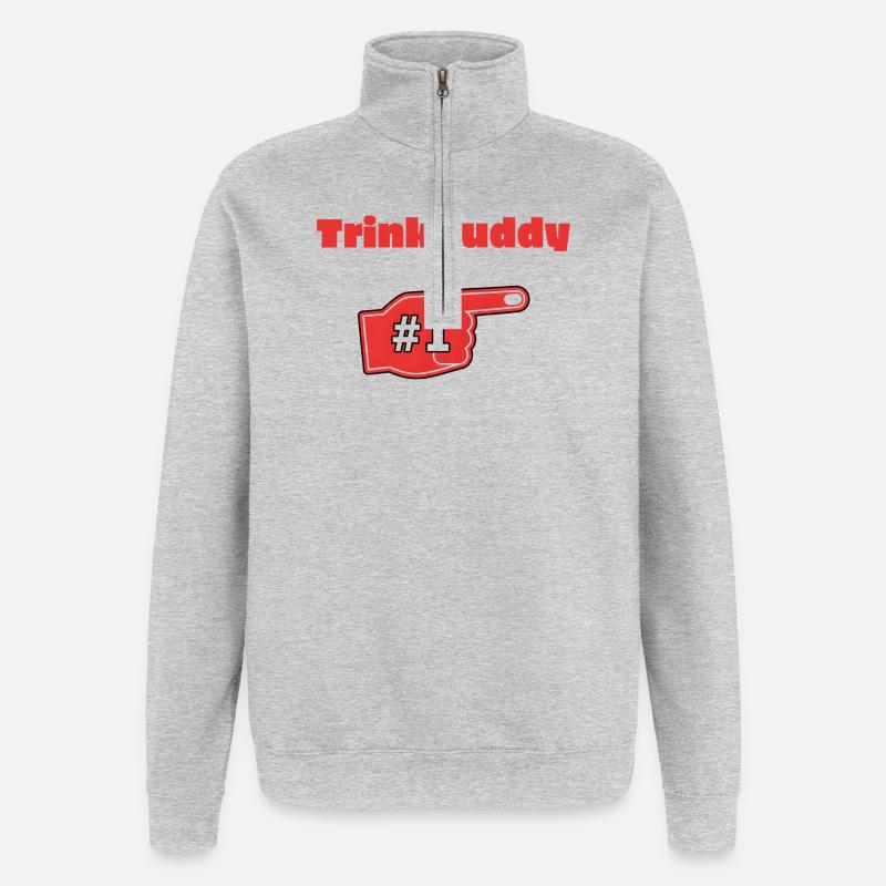 Compagnon de beuverie #1 - Sweat à zip 1/4 - gris chiné