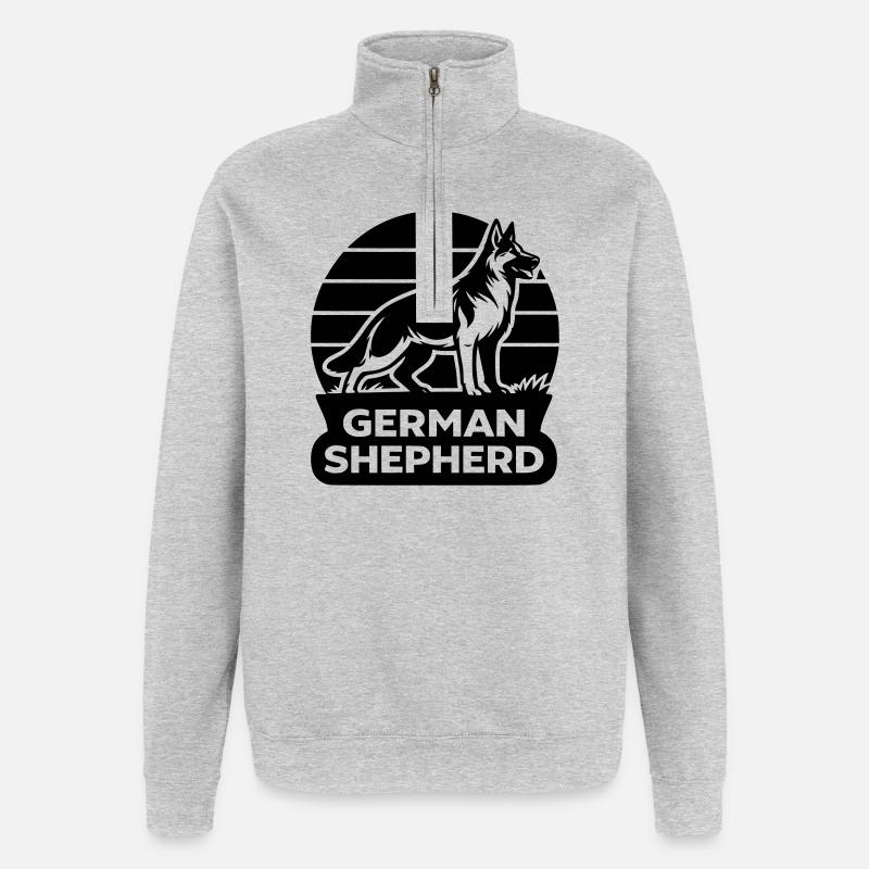 German Shepherd Silhouette - Quarter-Zip Sweatshirt - heather grey