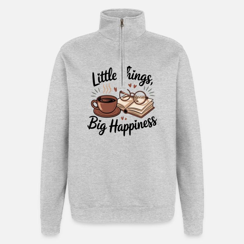 Cozy Reading Brew Coffee Glasses Buch - Quarter-Zip-Sweatshirt - Grau meliert