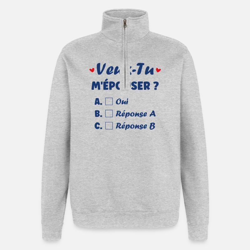 Will you marry me? Heart Challenge - Quarter-Zip Sweatshirt - heather grey