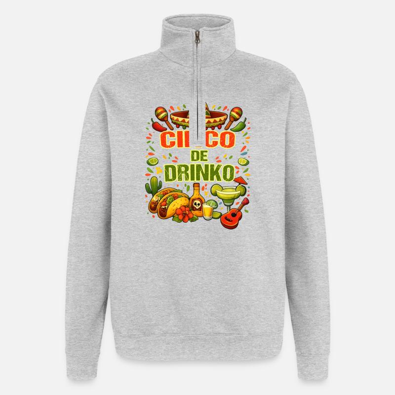 Cinco de Drinko - Cinco de Mayo - Quarter-Zip-Sweatshirt - Grau meliert