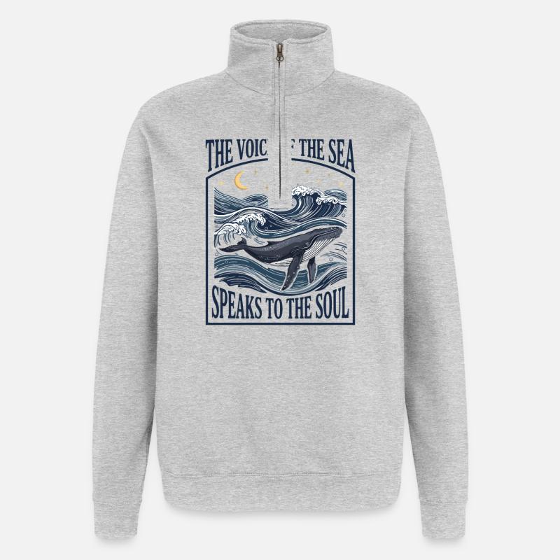 Ästhetischer Wal im Meeresleben – Ozeankunst - Quarter-Zip-Sweatshirt - Grau meliert