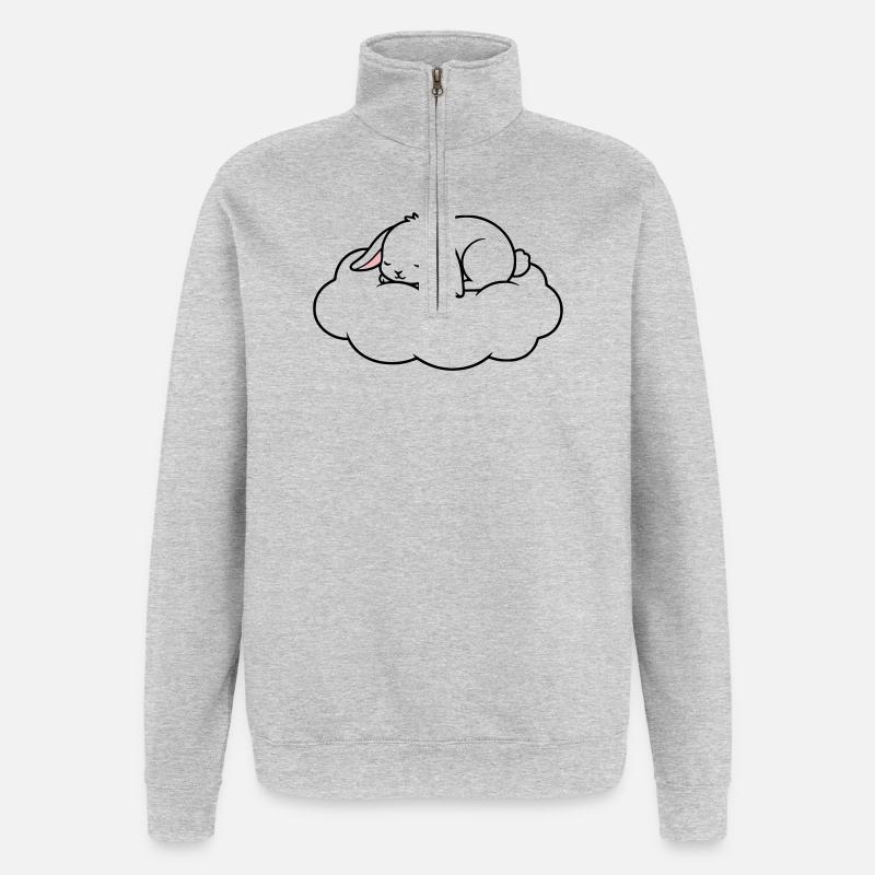 Sleeping Rabbit on Cloud Dream - Quarter-Zip Sweatshirt - heather grey